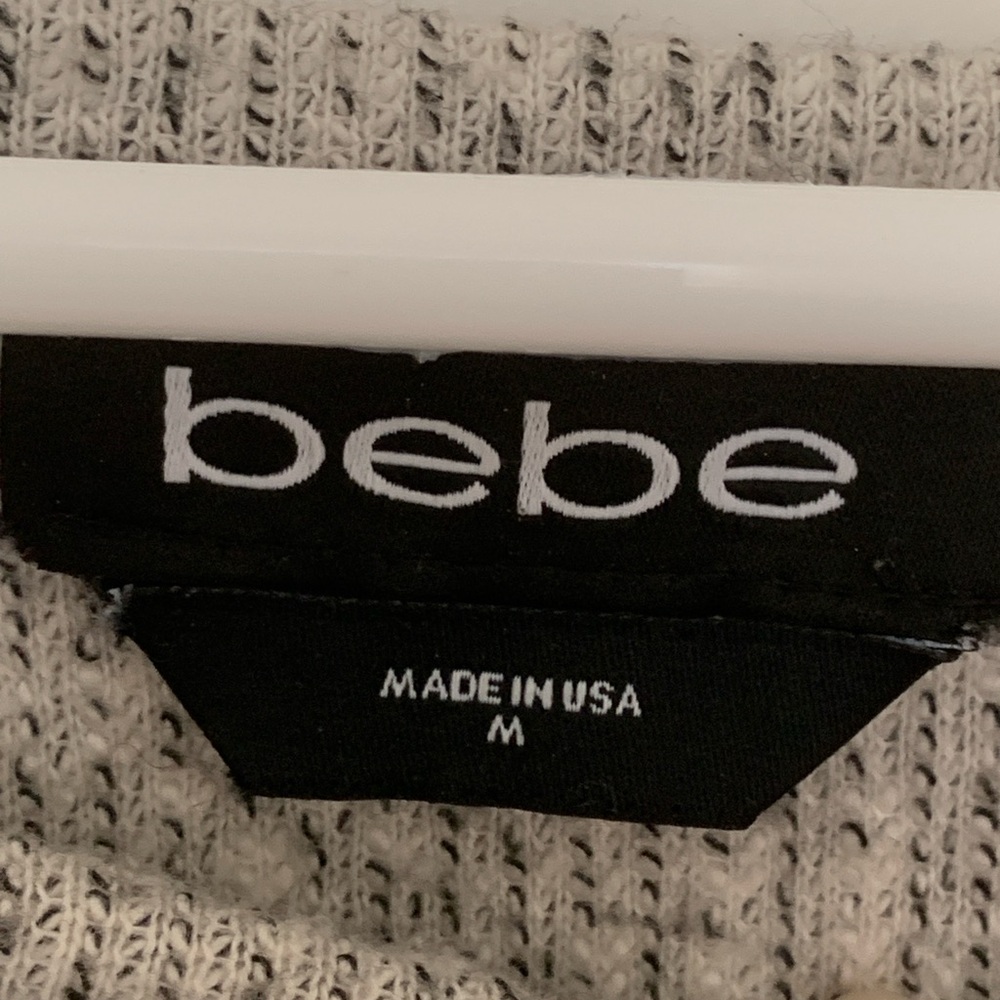Bebe Gray Marled Dolman Sleeve Sweater Cropped Batwing Pullover Size M - Picture 2 of 9